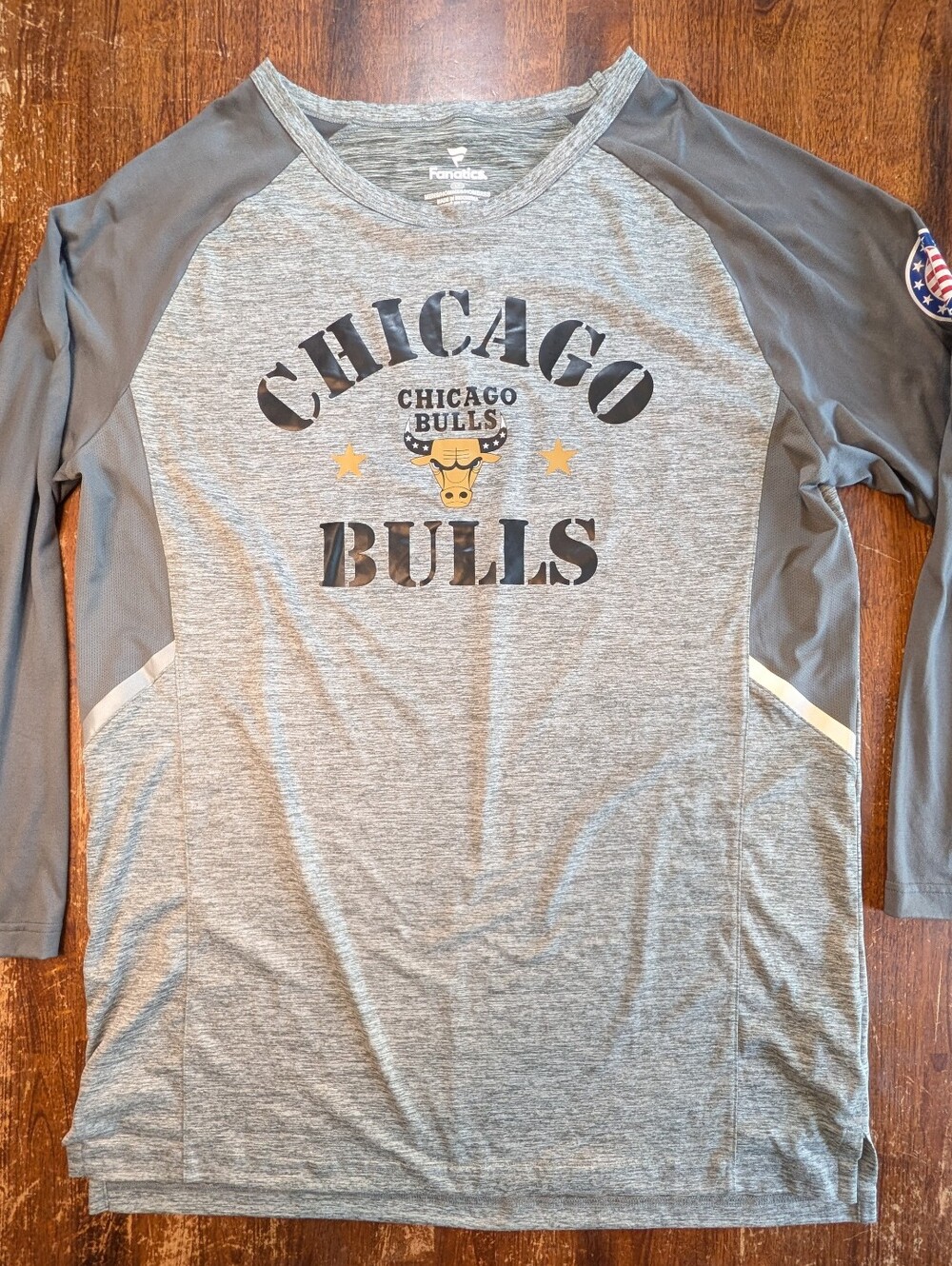 Chicago Bulls Fanatics Long Sleeve Shirt Mens Large Tall Gray NBA Basketball Top
